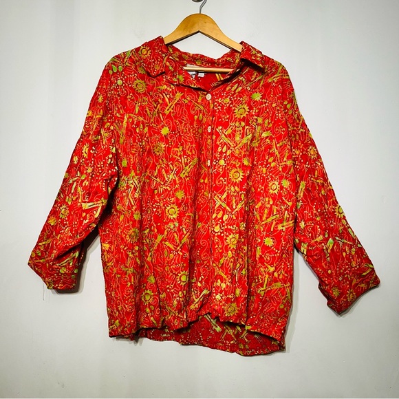 northern territory Tops - Territory Ahead‎ Shirt Artsy Southwest Textured Tie Dye Embroidered Women’s 3X